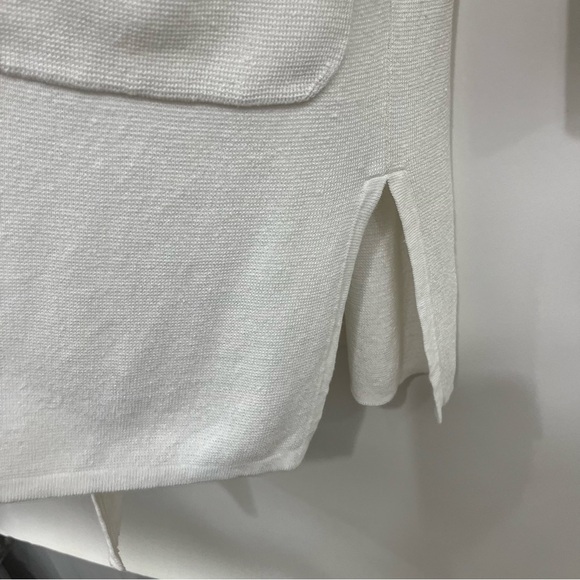 J.Crew White Linen Blend Open Duster Long Sleeve Cardigan Sweater - Picture 4 of 14